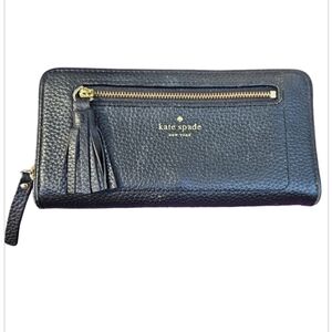 Kate Spade Chester Street Allyn Black Pebbled Leather Tassel Wallet